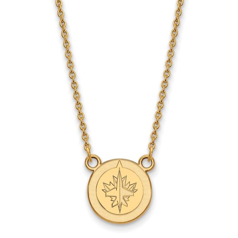 SS 14k Yellow Gold Plated NHL Winnipeg Jets SM Necklace, 18 Inch